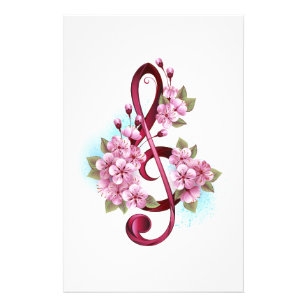 Flyer Tejidos musicales notas de colores con flores de S