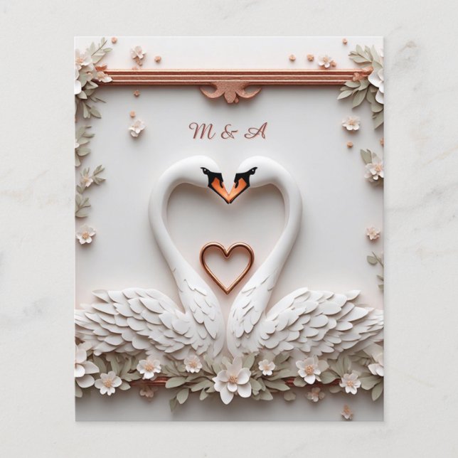 Flyer 🤍 Tema de Boda Floral de Cisnes Románticos 🤍 (Frente)