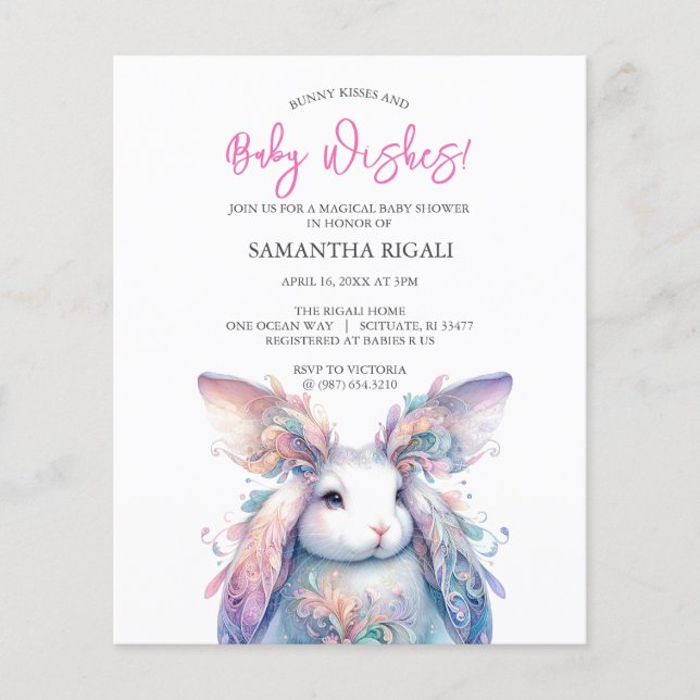 Flyer Tema de primavera del Chica de presupuesto Baby Sh (Frente)