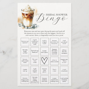 Flyer Tema del café helado Ducha de novia Bingo