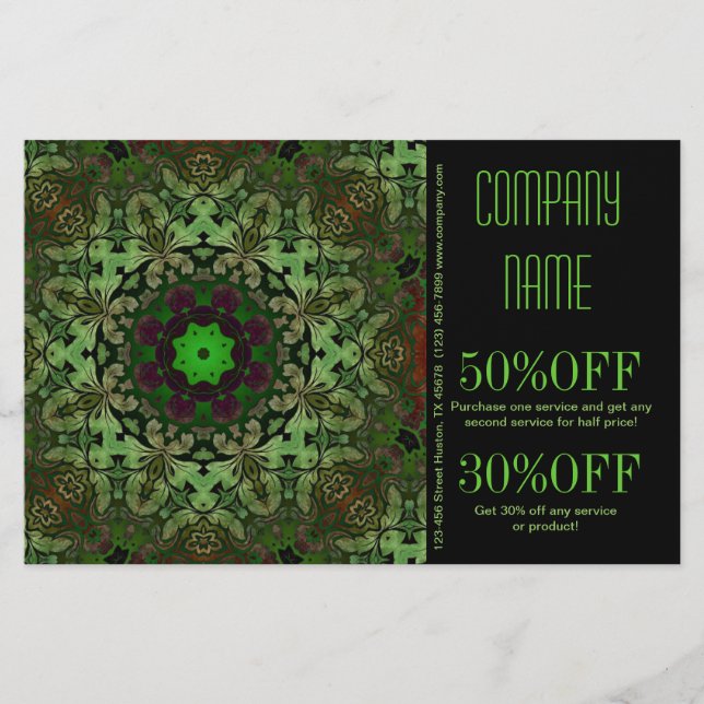 Flyer terapeuta de masaje holístico de salud Mandala Yog (Frente)