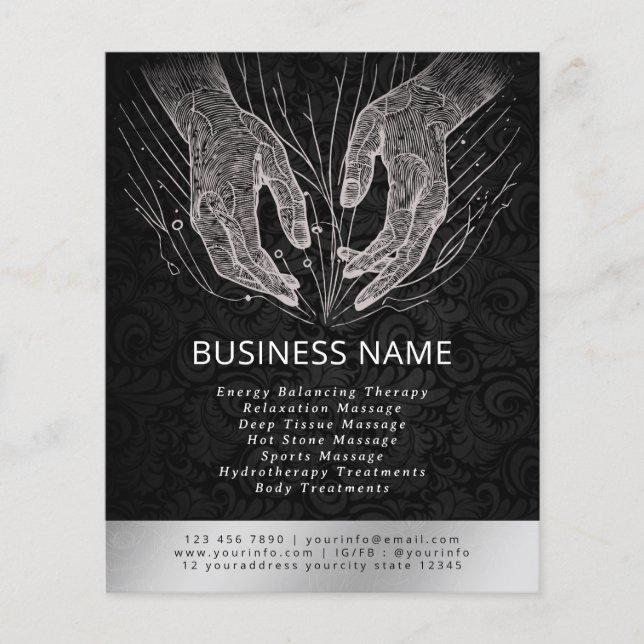 Flyer Terapia Masajista Manos Curadoras Energía Spa Well (Frente)