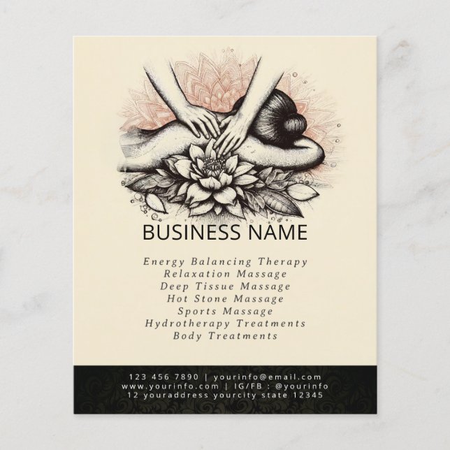 Flyer Terapia Masajista Manos Curadoras Energía Spa Well (Frente)