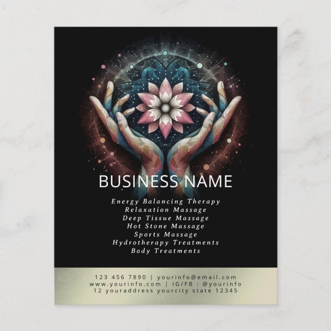 Flyer Terapia Masajista Manos Curadoras Energía Spa Well (Frente)