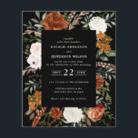 Flyer Terracota negra de presupuesto floral rústico eleg<br><div class="desc">Invitación a una boda floral a acuarela rústica y económica. Con hermosas rúbricas,  terracota,  pampas de pasto de color rosa rubor,  negro y verde salvia eucalipto acuarela detalles de color. Esta moderna invitación a la boda le permitirá fijar el estilo de su gran día.</div>