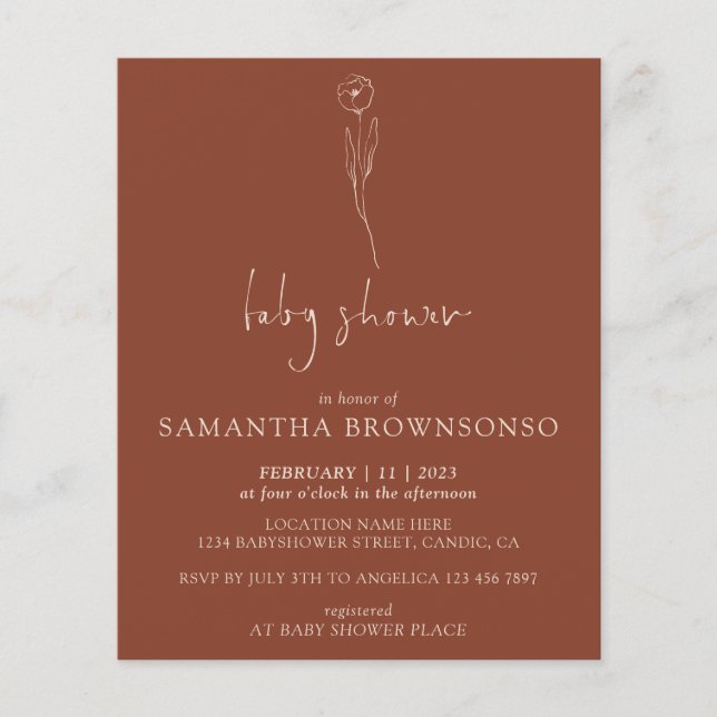 Flyer Terracotta Daisy Tiny Flower Presupuesto Baby Show (Frente)