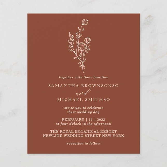 Flyer Terracotta Ivory Bouquet Presupuesto moderno Botán (Frente)