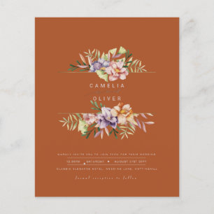 Flyer Terracotta Summer Floral Wedding Invitar código QR