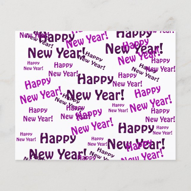 Flyer texto de año nuevo feliz morado (Frente)