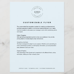 Flyer texto de logotipo personalizable azul contacto inf