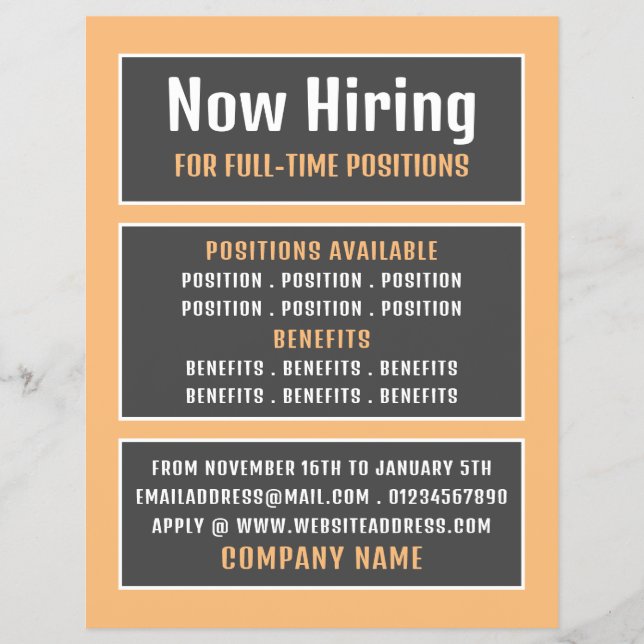 Flyer Texto en caja, anuncio de contratación de empleo v (Frente)