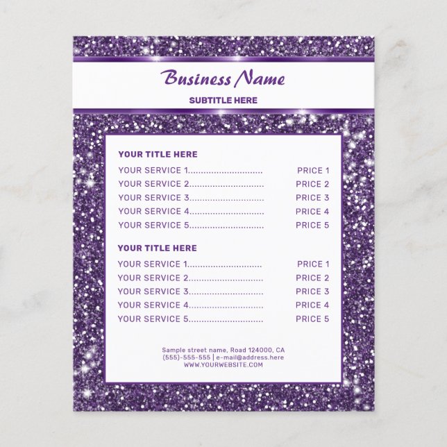 Flyer Textura de brillo morado falso con texto personali (Frente)