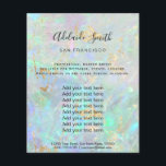 Flyer textura iridiscente gemstone opal FAUX<br><div class="desc">salón de belleza viajero profesional de maquillaje</div>