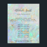 Flyer textura iridiscente gemstone opal FAUX<br><div class="desc">salón de belleza viajero profesional de maquillaje</div>