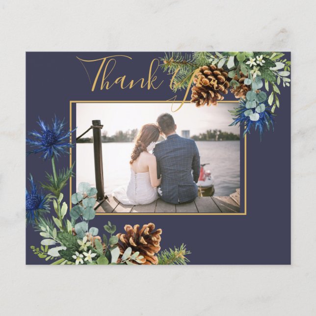 Flyer Thistle azul invernal Eucalyptus Boda Wonderland (Frente)