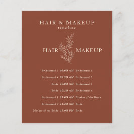 Flyer Tiempo de peinado y maquillaje de boda botánico de