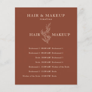Flyer Tiempo de peinado y maquillaje de boda botánico de