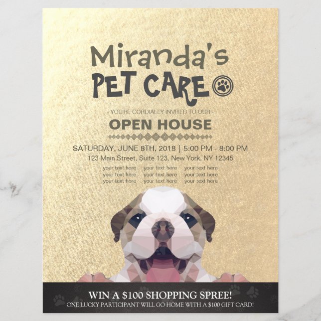 Flyer Tienda de cuidado de mascotas Mascota Salón de bel (Frente)