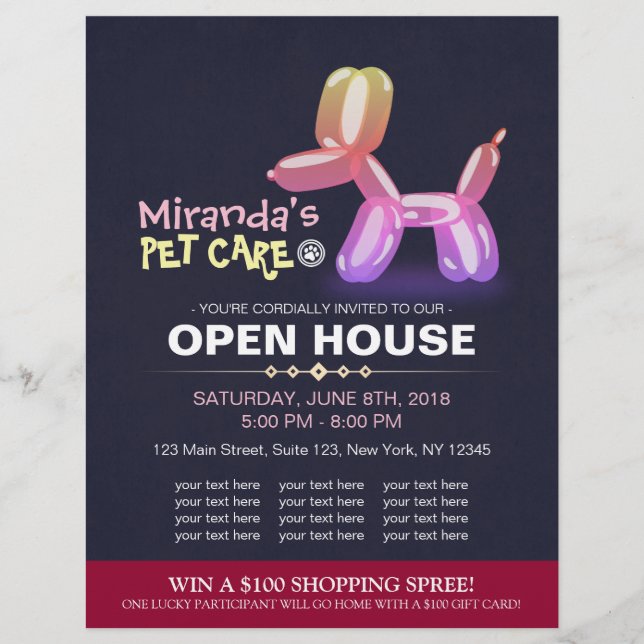 Flyer Tienda de cuidado de mascotas Mascota Salón de bel (Frente)