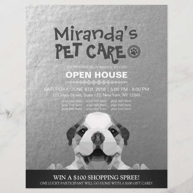 Flyer Tienda de cuidado de mascotas Mascota Salón de bel (Frente)