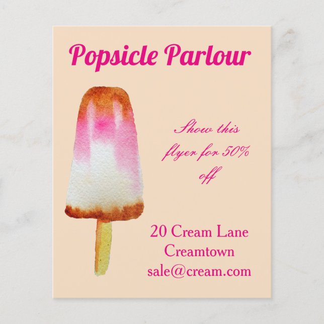 Flyer Tienda Popsicle Anuncio de heladería (Frente)