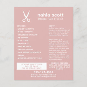 Flyer Tijeras de estilista de cabello móvil Modernas ros