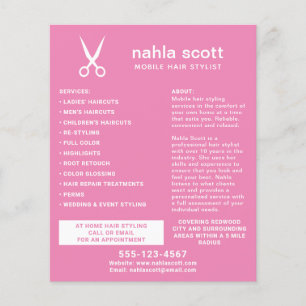 Flyer Tijeras de estilista de cabello móvil moderno rosa