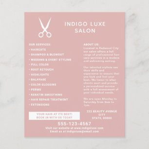 Flyer Tijeras de peluquería modernas rosa polvoriento Ma