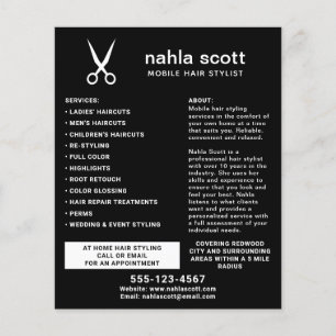 Flyer Tijeras de peluquería móvil negras modernas
