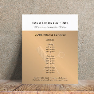 Flyer Tijeras Elegantes de Oro Falso Blancas Salón de Be