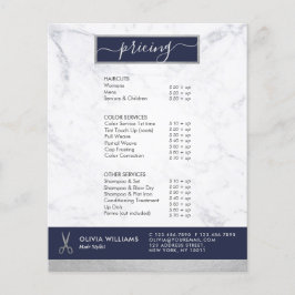 Flyer Tijeras geométricas de moda de plata mármol peluqu