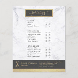 Flyer Tijeras geométricas de oro chic de mármol para est