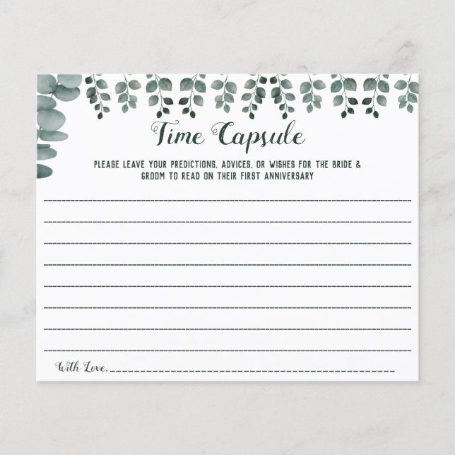 Flyer Time Capsule Advice for Couple Bridal Shower card (Frente)