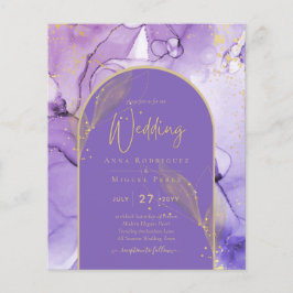 Flyer Tinta Resumen PURPLE GOLD Lavender Wedding INVITE