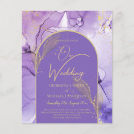 Flyer Tinta Resumen PURPLE GOLD Lavender Wedding INVITE