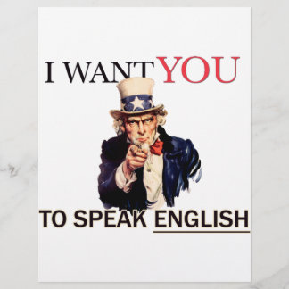 Flyer Tío Sam dijo que quiero que hables inglés