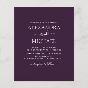 Flyer Tipografía moderna del Boda de ciruelas púrpuras d