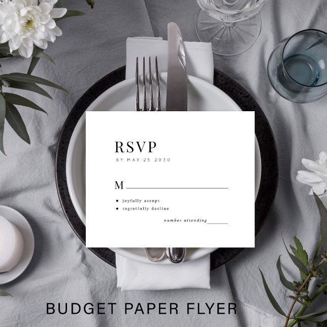 Flyer Tipografía simple de presupuesto boda mínima RSVP (Subido por el creador)