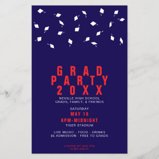 Flyer Tirada de Gorra de Graduación Fiesta de Graduados 