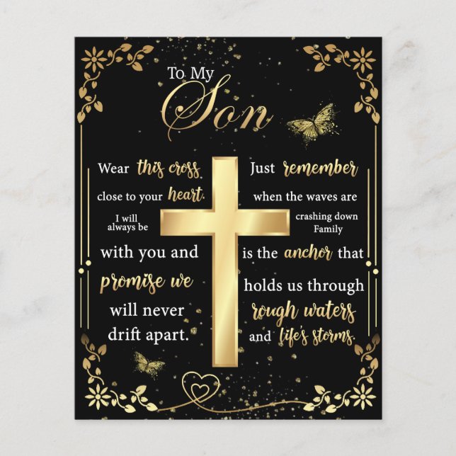 Flyer To My Son Gift, Butterfly Lover, Floral Son Letter (Frente)