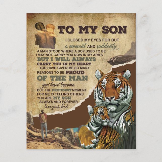 Flyer To My Son Gift,Tiger Lovers,Letter To Son From Dad (Frente)