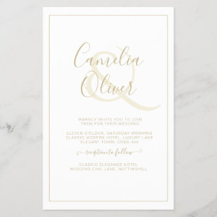Flyer Todo en uno Fuente Elegante Bodas Clásicas en Blan