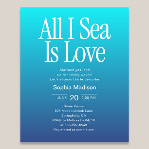 Flyer Todo lo que veo es amor Boda Bridal Shower Azul