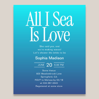 Flyer Todo lo que veo es amor Boda Bridal Shower Azul