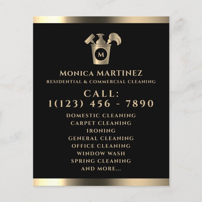 Flyer Tono de oro negro con logo (Frente)