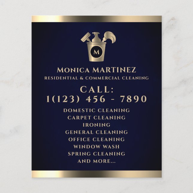 Flyer Tono de oro negro con logo (Frente)