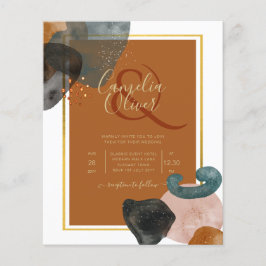 Flyer Tonos Terrestres Boda Terracota Verde Dorado Abstr