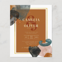 Flyer Tonos Terrestres Boda Terracota Verde Dorado Abstr