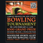 Flyer Torneo de Bowling Alley, Bowling con 10 pines<br><div class="desc">Escena De La Calle Bowling,  Volantes De Publicidad Del Torneo De Bowling De 10 Pines De La Tienda De Tarjetas De Negocios.</div>