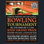 Flyer Torneo de Bowling Alley, Bowling con 10 pines<br><div class="desc">Escena De La Calle Bowling,  Volantes De Publicidad Del Torneo De Bowling De 10 Pines De La Tienda De Tarjetas De Negocios.</div>
